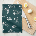 Paño De Cocina Motivo delicado de flor silvestre de pradera - ver<br><div class="desc">Patrón de flores silvestres de pradera - verde azul verde azulado</div>