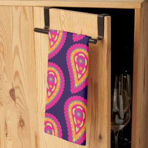 Paño De Cocina Motivo Floral Boho Rosa