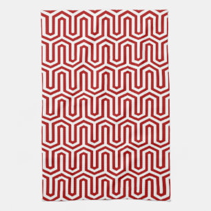 Paño De Cocina Moto deco egipcio - rojo y blanco