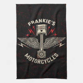 Paño De Cocina Motocicleta de nombre personalizado Alas de pistón