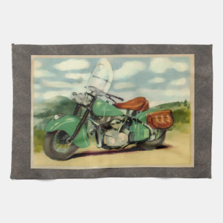 Paño De Cocina Motocicleta del vintage de la acuarela