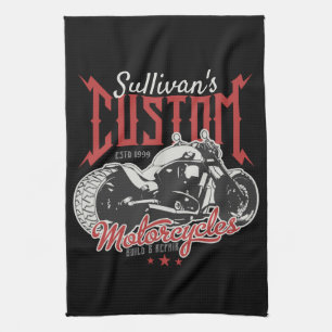 Paño De Cocina Motocicleta Personalizada Gran Moto Malvada Garaje