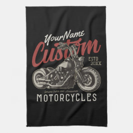 Paño De Cocina Motocicleta Personalizada Rebelde Crucero Garaje d