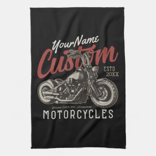 Paño De Cocina Motocicleta Personalizada Rebelde Crucero Garaje d