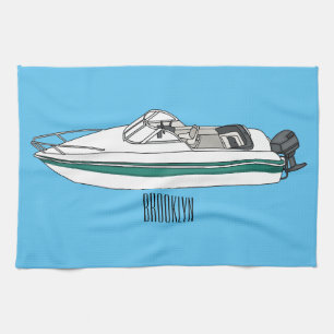 Paño De Cocina Motorboat cartoon illustration