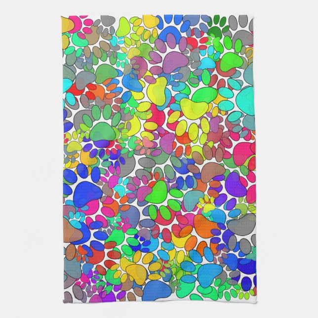 Paño De Cocina Muchas Impresiones De Papas De Perro (Vertical)