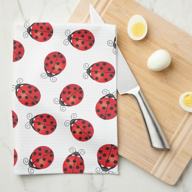 Paño De Cocina Muchos Ladybugs afortunados (Doblado Cuarto)