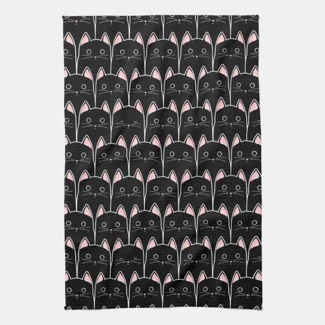 Paño De Cocina Muchos patrones de gatos negros (Vertical)