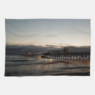 Paño De Cocina muelle de san clemente de noche océano california