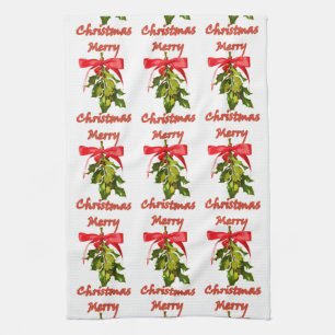 Paño De Cocina muérdago de las Felices Navidad