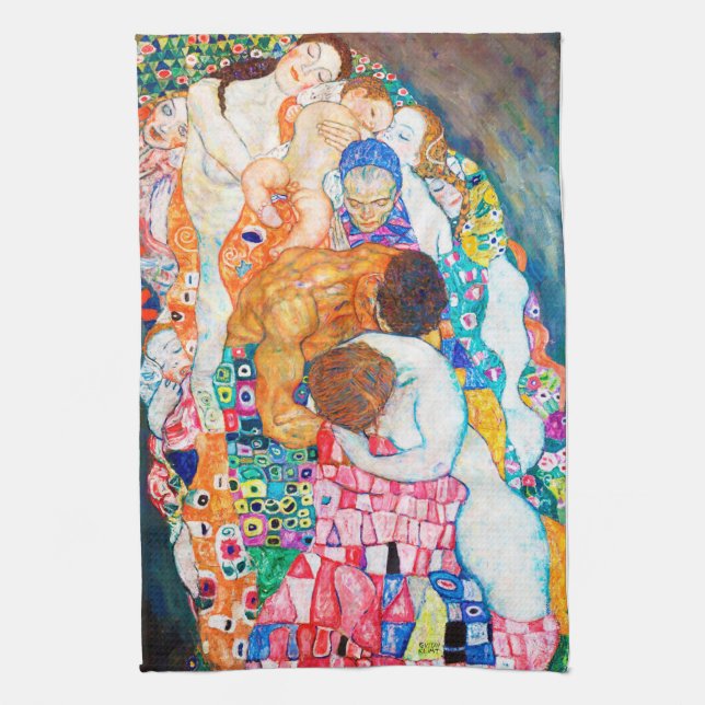 Paño De Cocina Muerte y vida, Gustav Klimt (Vertical)