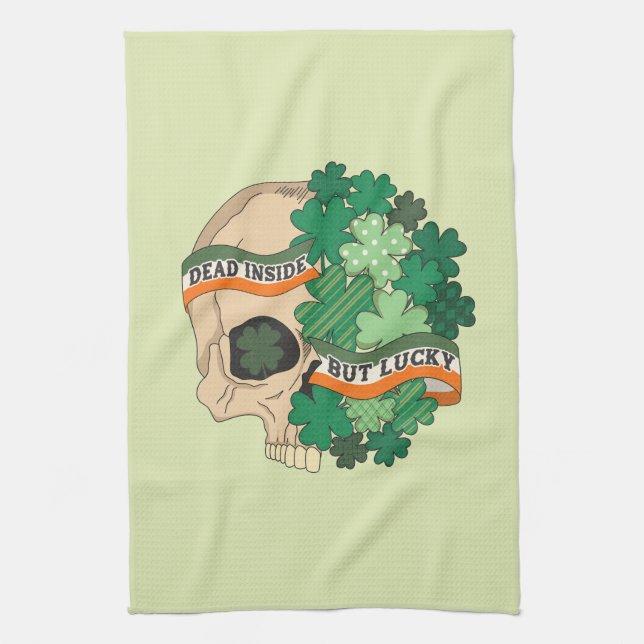 Paño De Cocina Muerto dentro pero afortunado - Calavera de azúcar (Vertical)