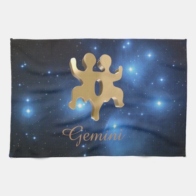 Paño De Cocina Muestra de oro de los géminis (Horizontal)