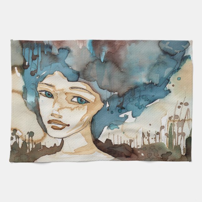 Paño De Cocina Mujer azul (Horizontal)