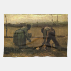 Paño De Cocina Mujer campesina plantando patatas por Vincent van 