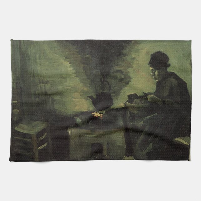 Paño De Cocina Mujer campesina por chimenea de Vincent van Gogh (Horizontal)
