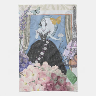 Paño De Cocina Mujer elegante azul vestido floral elegante