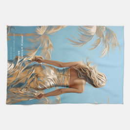 Paño De Cocina Mujer en Champaigne vestido de color azul estético