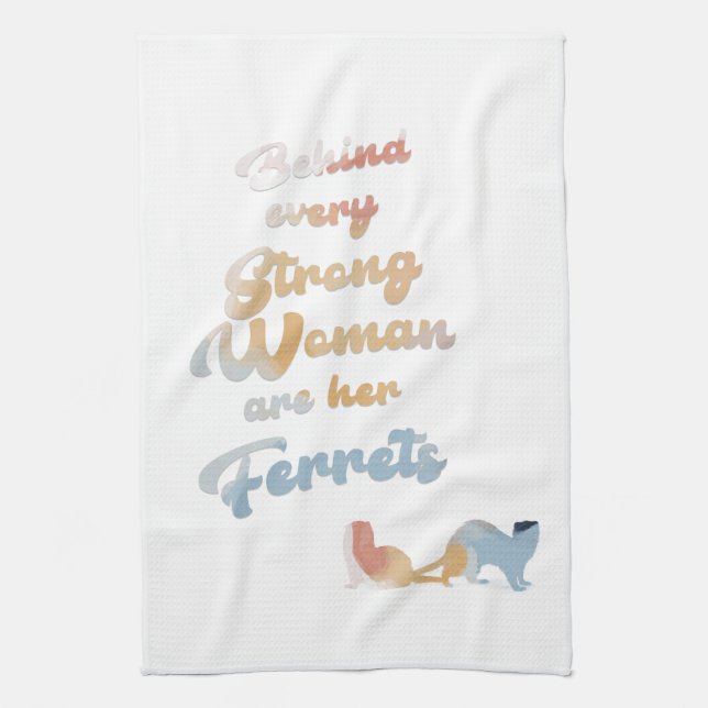 Paño De Cocina Mujer fuerte... remolque de ferrets (Vertical)