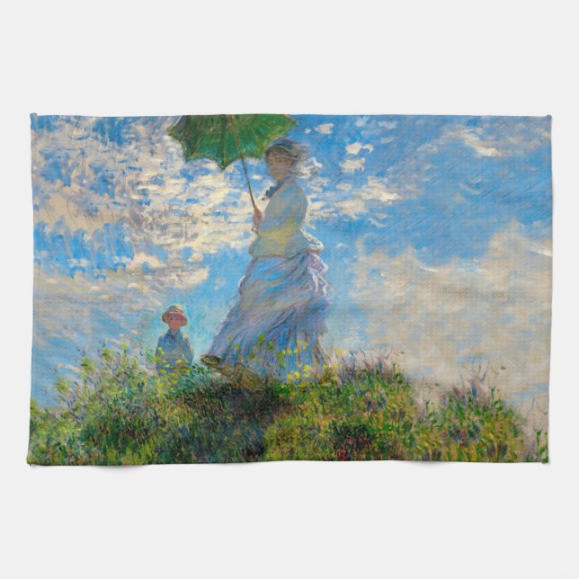 Paño De Cocina Mujer Monet Paraguas Impresionismo (Horizontal)