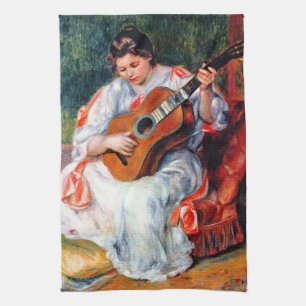 Paño De Cocina Mujer tocando la guitarra, de Pierre Renoir