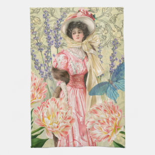 Paño De Cocina Mujer victoriana floral rosa Regencia