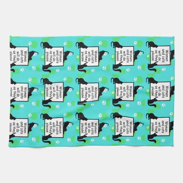 Paño De Cocina Mujeres y gatos harán lo que les plazca (Horizontal)