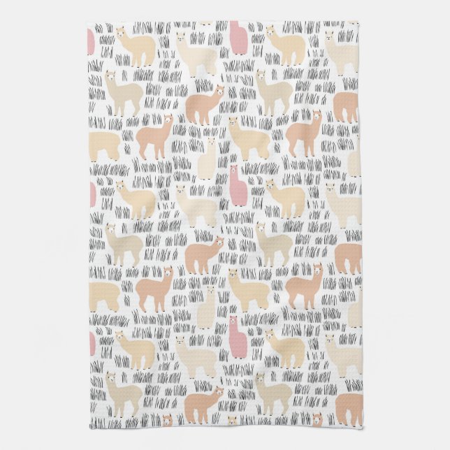 Paño De Cocina Multitud del modelo de las alpacas (Vertical)