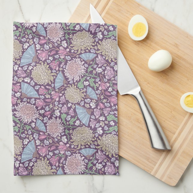 Paño De Cocina Mum de crisantemo del Día de la Madre en jardín de (Doblado Cuarto)