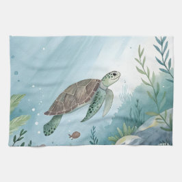 Paño De Cocina Mundo submarino con tortuga