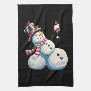 Paño De Cocina Muñeco de Nieve con Regalo de Navidad Divertido de