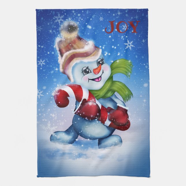 Paño De Cocina Muñeco de nieve con una bufanda (Vertical)