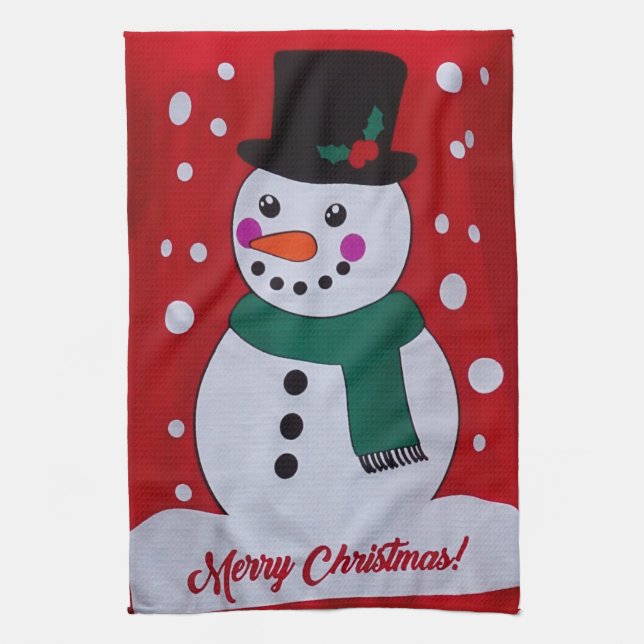 Paño De Cocina Muñeco de Nieve de Navidad (Vertical)