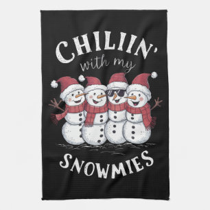 Paño De Cocina Muñeco de nieve Navidad Relajándome con mis regalo