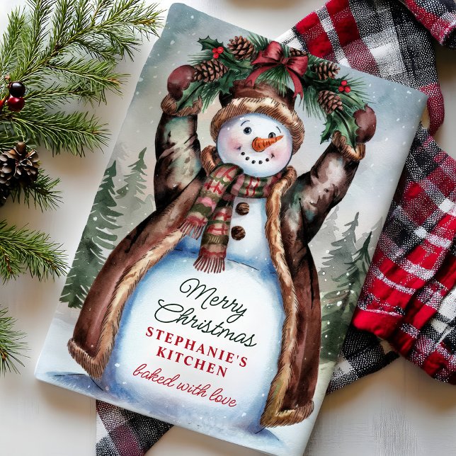 Paño De Cocina Muñeco de nieve Navidades alegres (Subido por el creador)