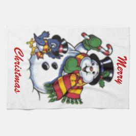 Paño De Cocina Muñeco de nieve y Bluebird lindos