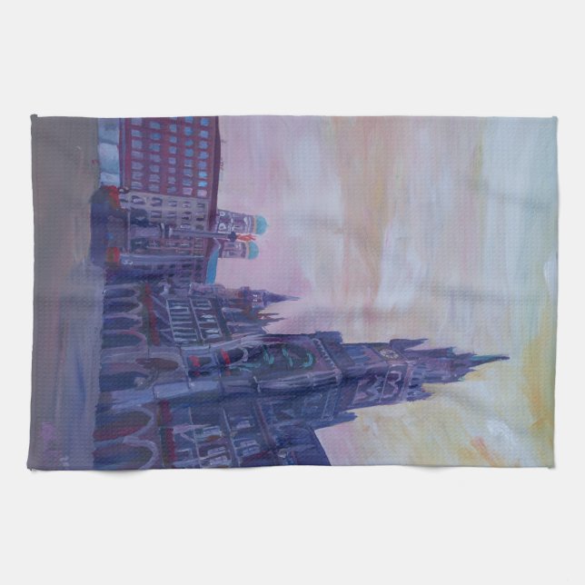 Paño De Cocina Munich Marienplatz con el ayuntamiento (Horizontal)