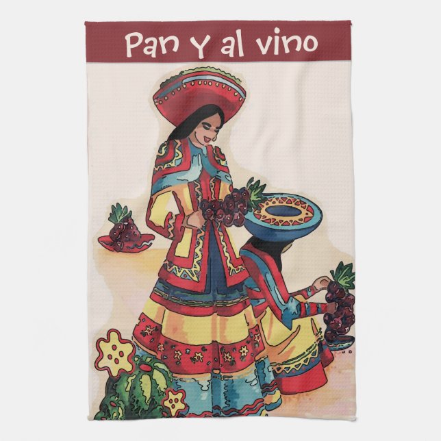 Paño De Cocina Mural en mosaico de mujeres mexicanas (Vertical)