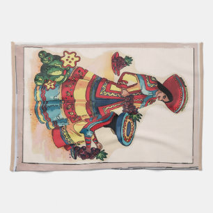 Paño De Cocina Mural mexicano de la teja de las mujeres