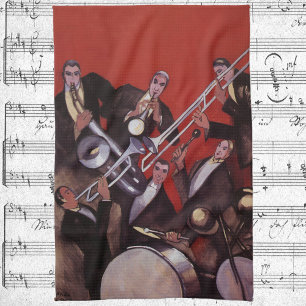 Paño De Cocina Música vintage, banda de jazz musical Art Déco toc