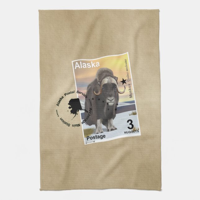 Paño De Cocina Muskox Stamp Souvenir (Vertical)