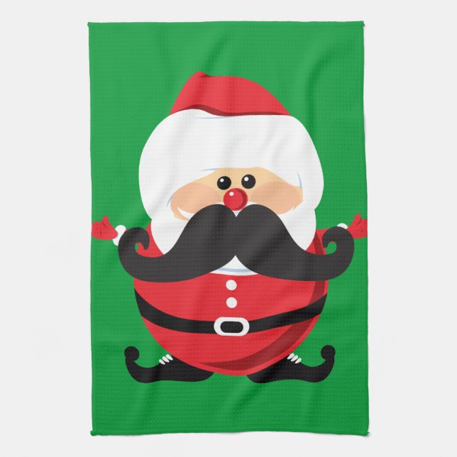 Paño De Cocina Mustache Santa Claus (Vertical)