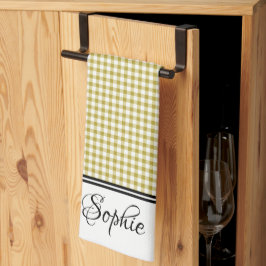 Paño De Cocina Mustard Gingham Personalizado