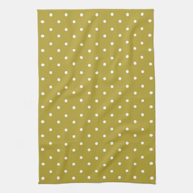 Paño De Cocina  Mustard yellow white polka dots pattern  (Vertical)