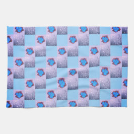 Paño De Cocina Muster aus Quadraten und blauen Blüten