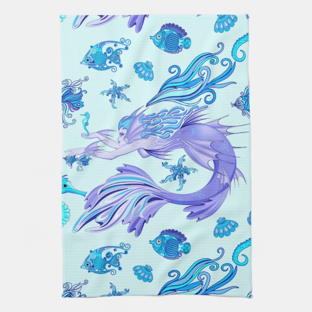 Paño De Cocina Mystic Mermaid Fairy Purple Creple Ceramic Tile (Vertical)