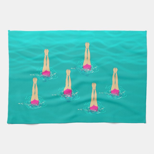 Paño De Cocina Nadadores Artísticos - Nadando Bajo El Agua (Horizontal)