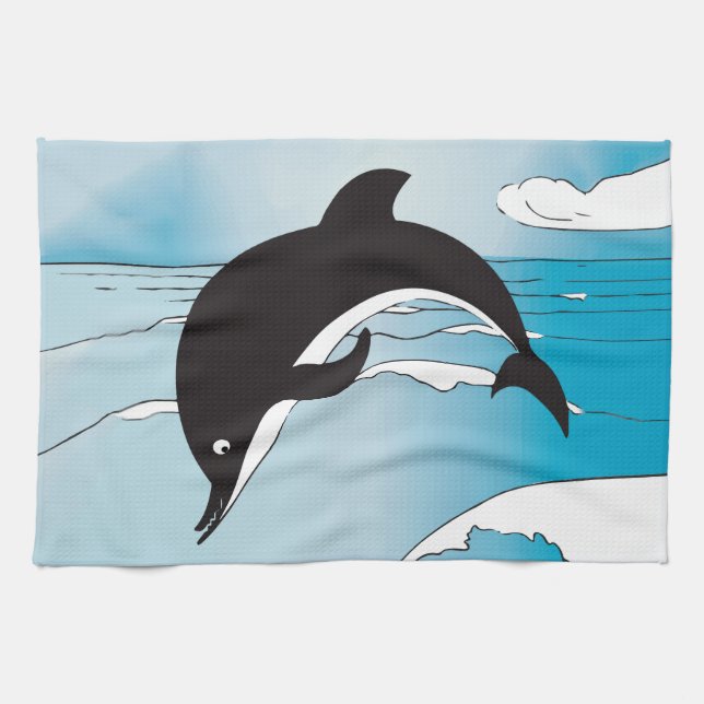 Paño De Cocina Nadar Con Delfines (Horizontal)