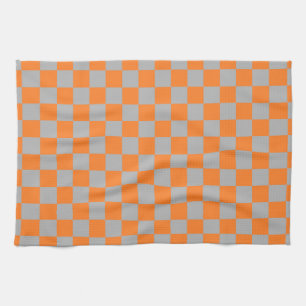 Paño De Cocina Naranja a cuadros y plata