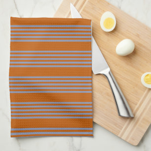 Paño De Cocina Naranja azul-gris y quemado de cinco rayas